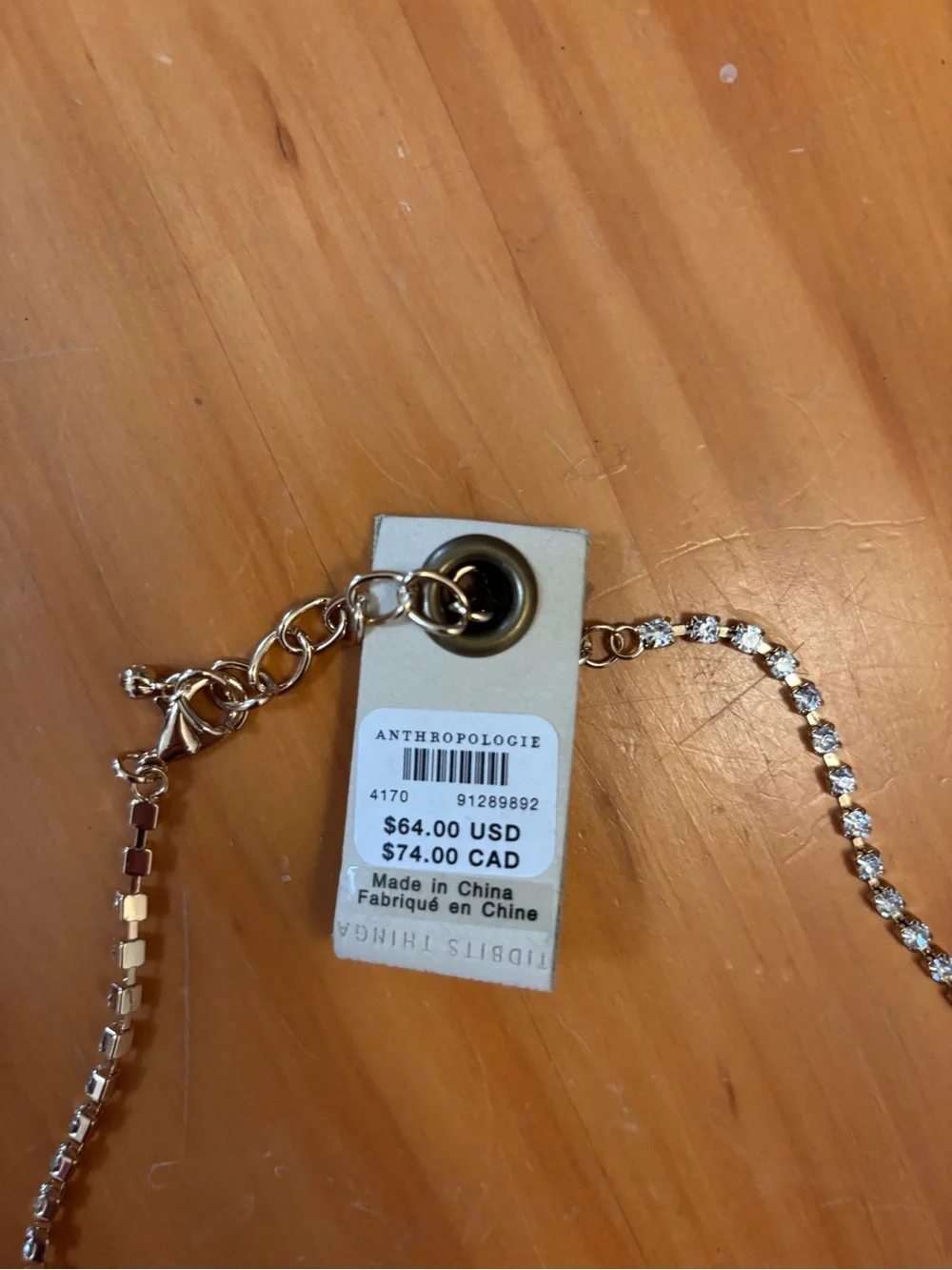 Anthropologie Silver Crystal Drop Y-Necklace